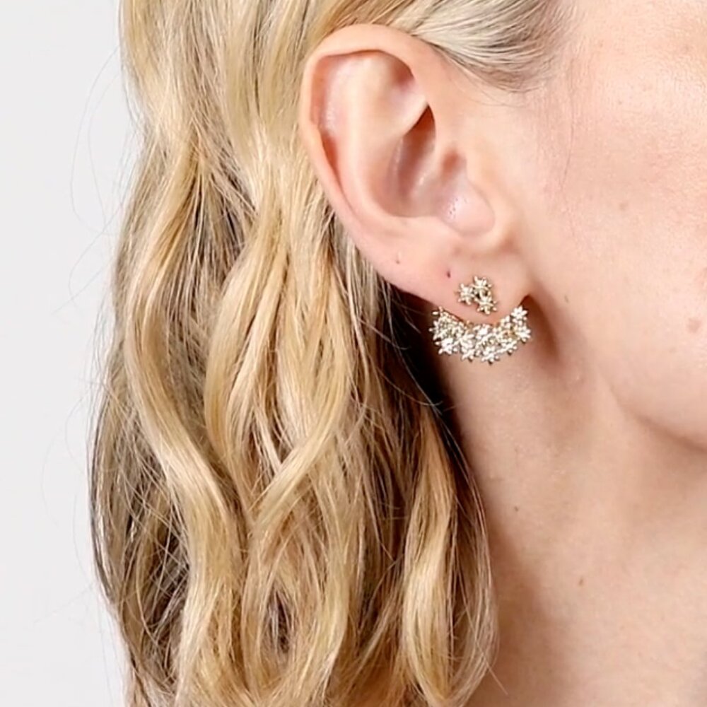 Aurate White Gold Vermeil/Sterling Silver Flower Back Earrings